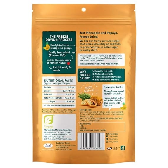 HALO Freeze Dried Papaya & Pineapple