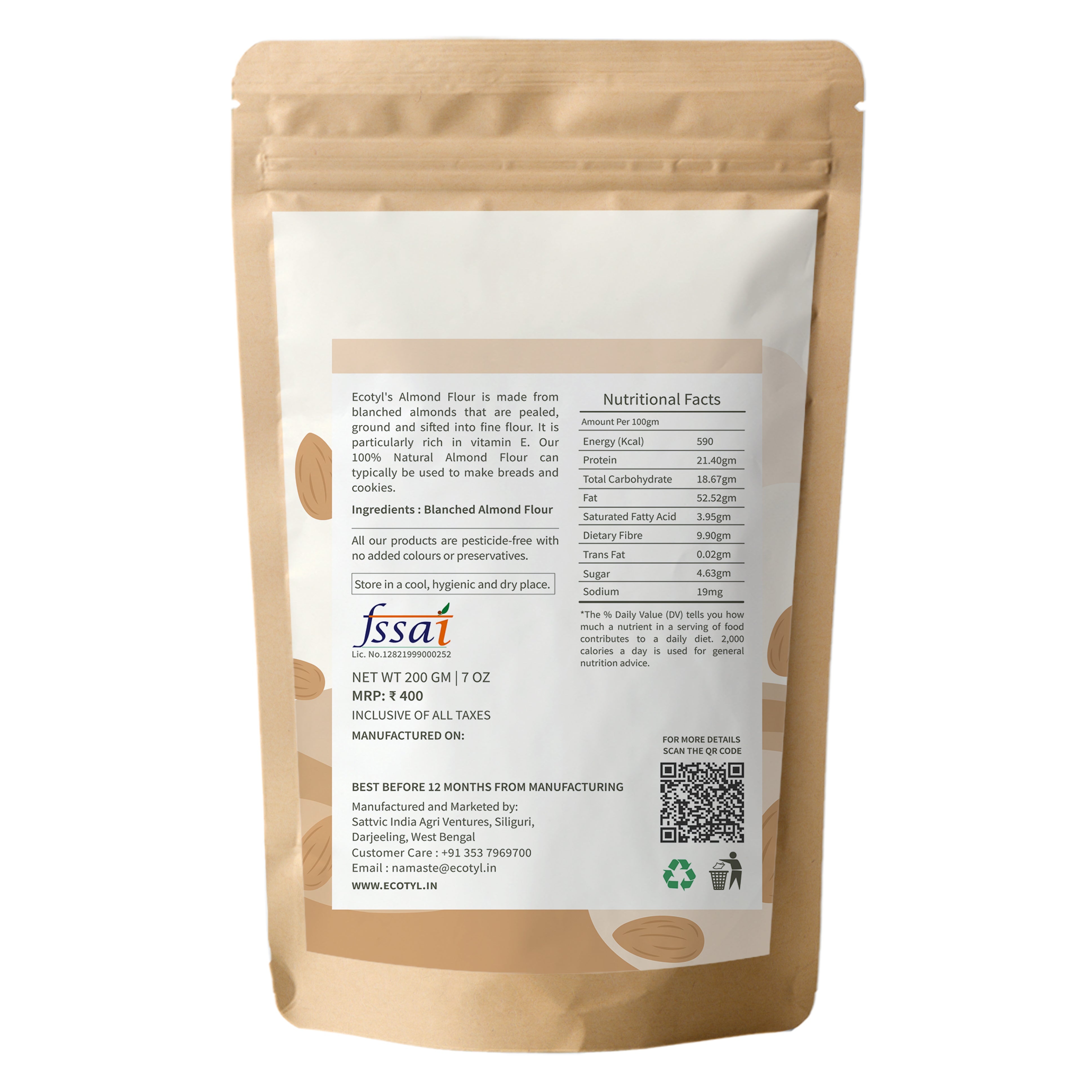 Ecotyl Natural Almond Flour (Blanched) 