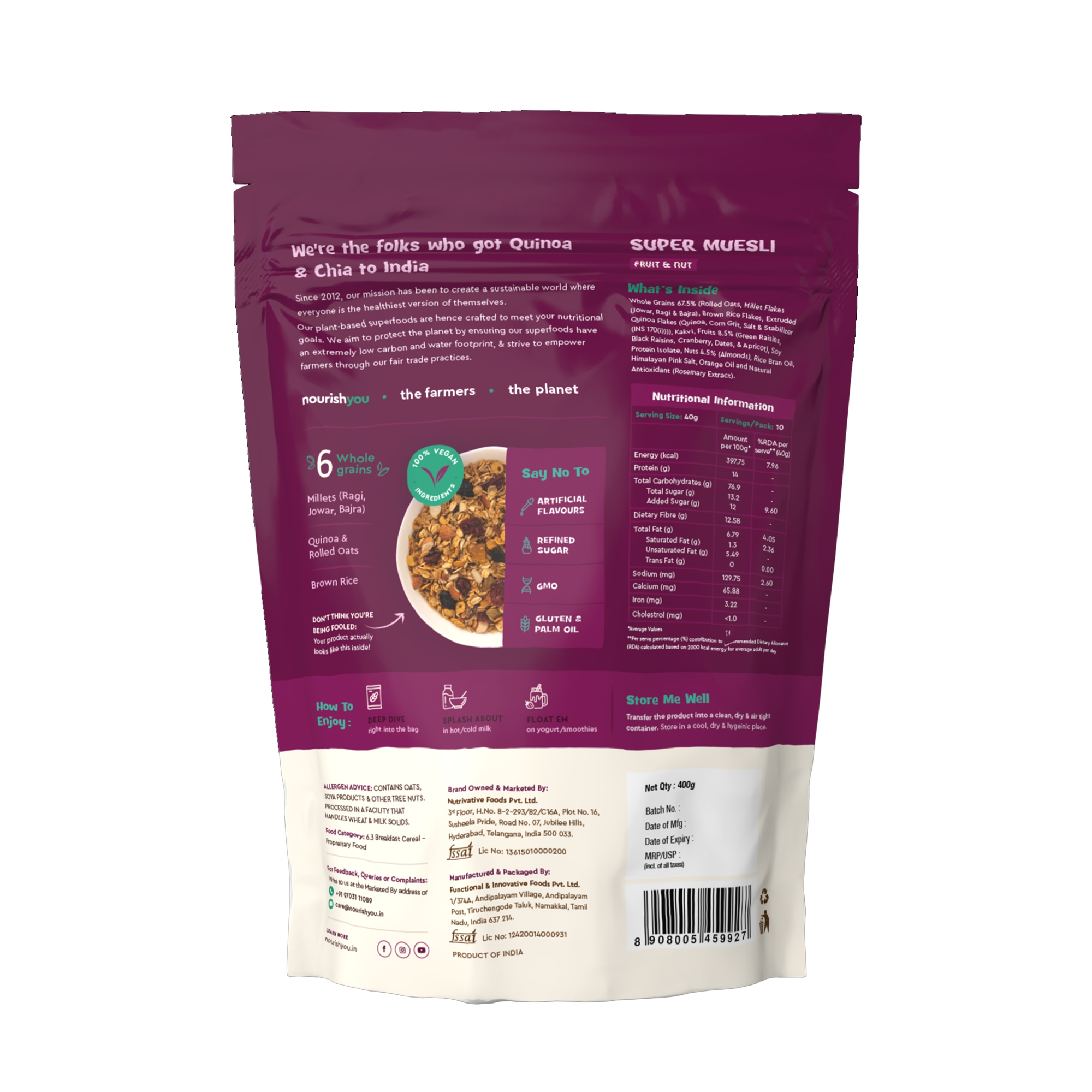 Nourish You Super muesli - fruit & nut