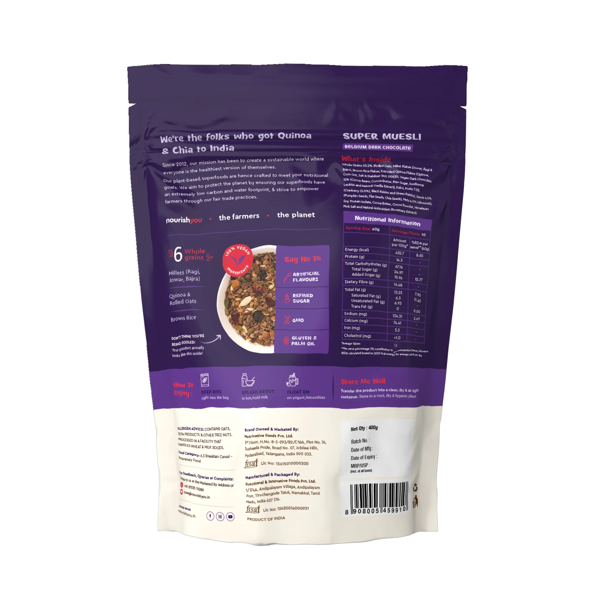 Nourish You Super muesli - Belgium dark chocolate