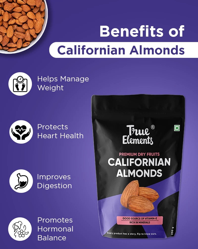 True Elements Californian Almonds - 100% Natural & Whole Almonds