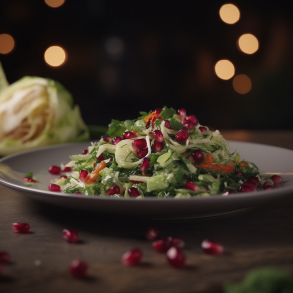 Citrusy Cabbage and Spinach Slaw with Pomegranate
