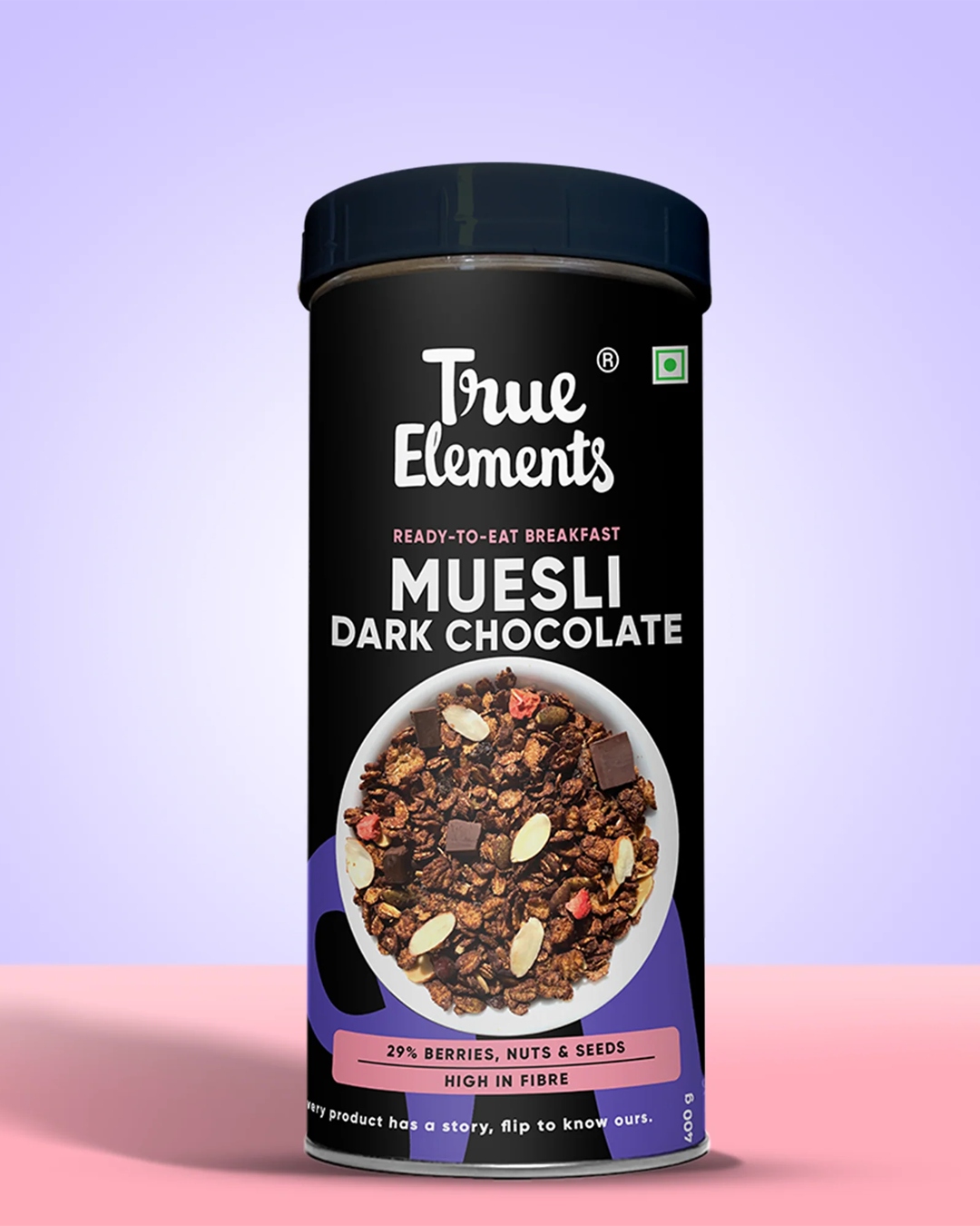 True Elements Dark Chocolate Muesli-Contains 14.3g Protein