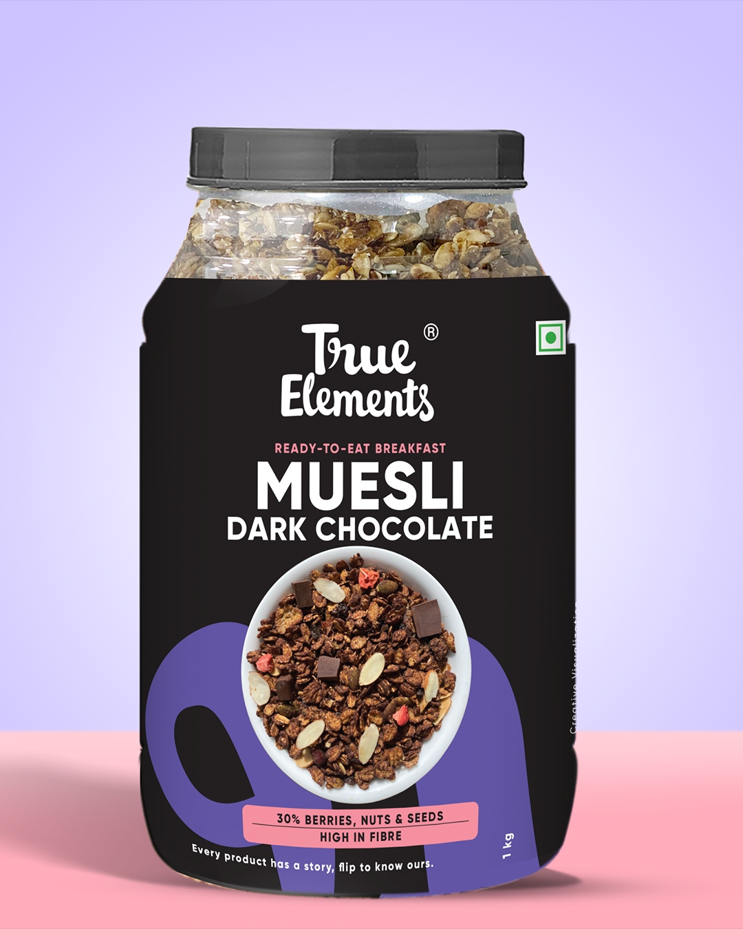 True Elements Dark Chocolate Muesli-Contains 14.3g Protein