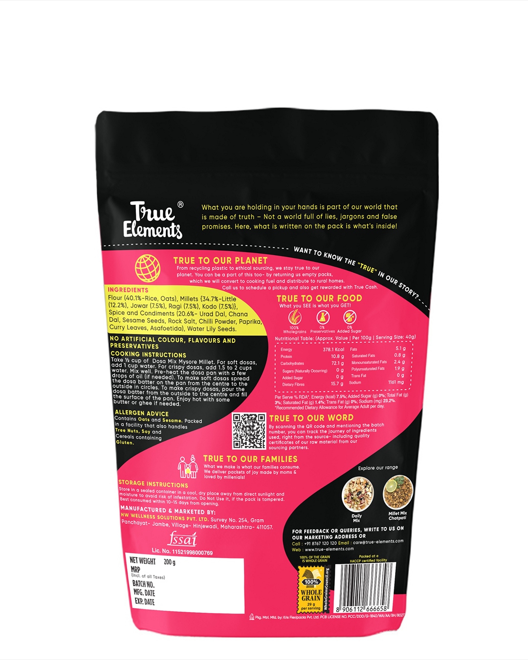 True Elements Mysore Millet Dosa Mix