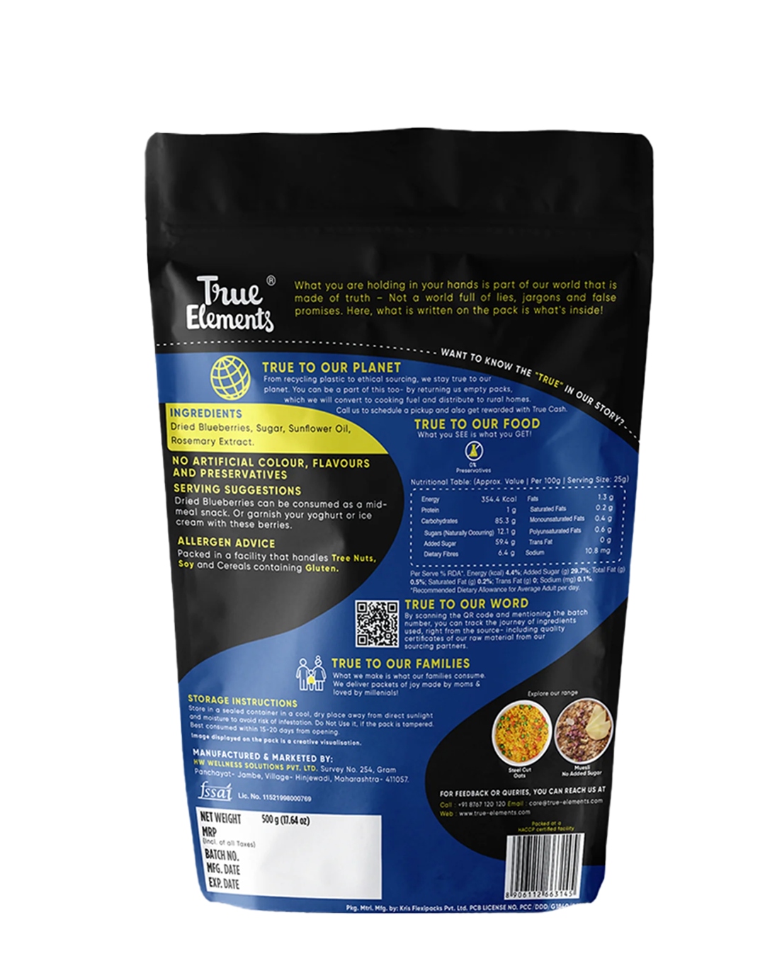 True Elements Dried Blueberries