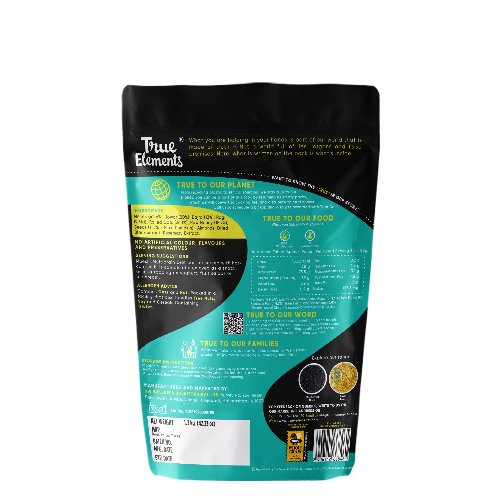 True Elements Muesli Multigrain Diet - Rich In Fibre