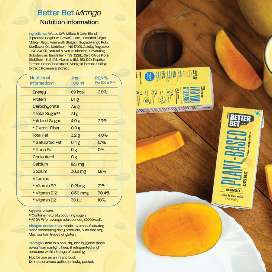 Better Bet Plant Based Mango Millet Drink