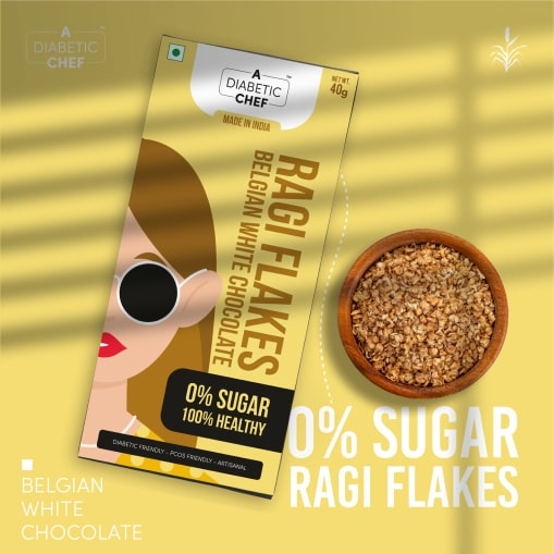 A Diabetic Chef Ragi Flakes Sugar-Free Belgian White Chocolate