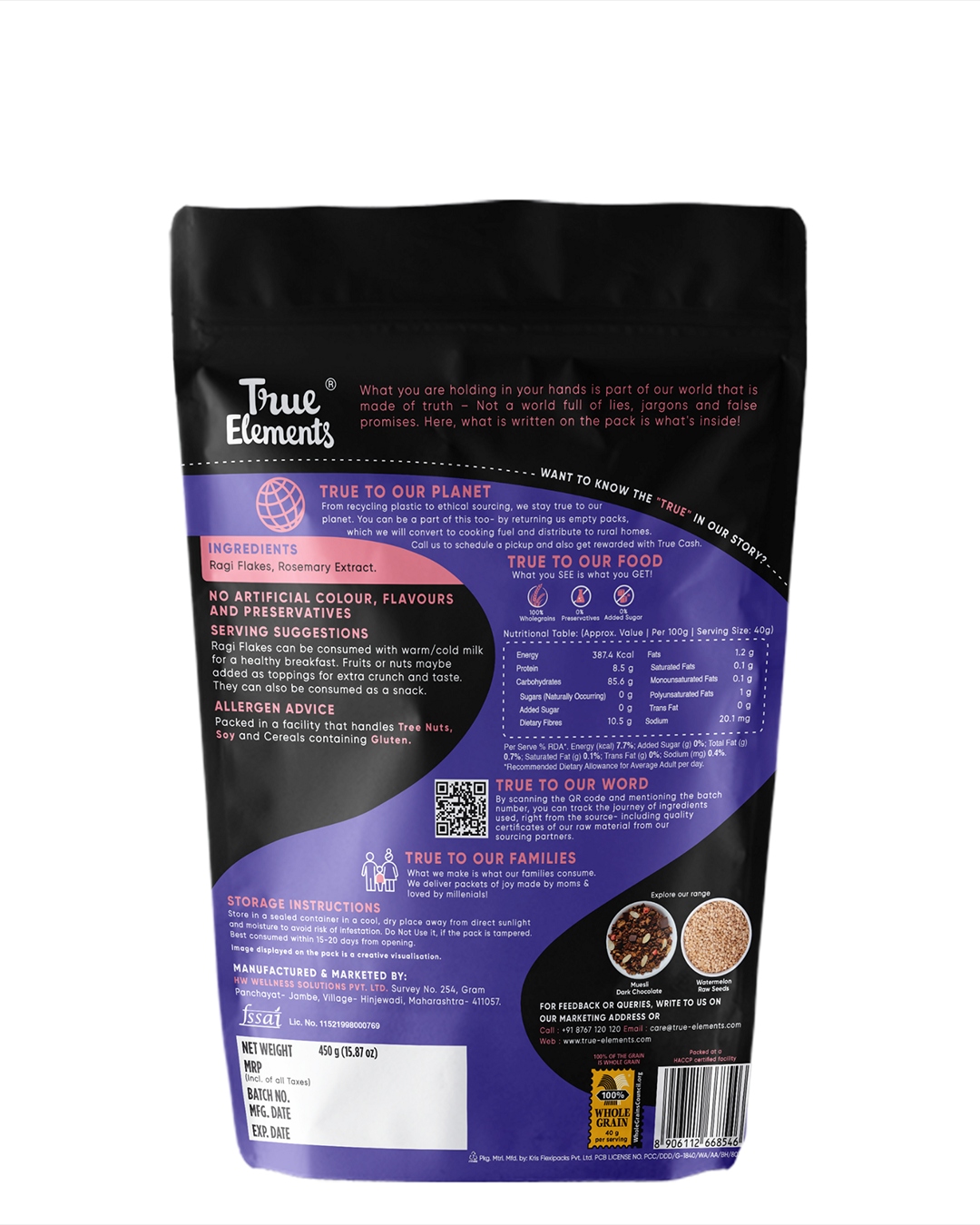 True Elements Plain Ragi Flakes