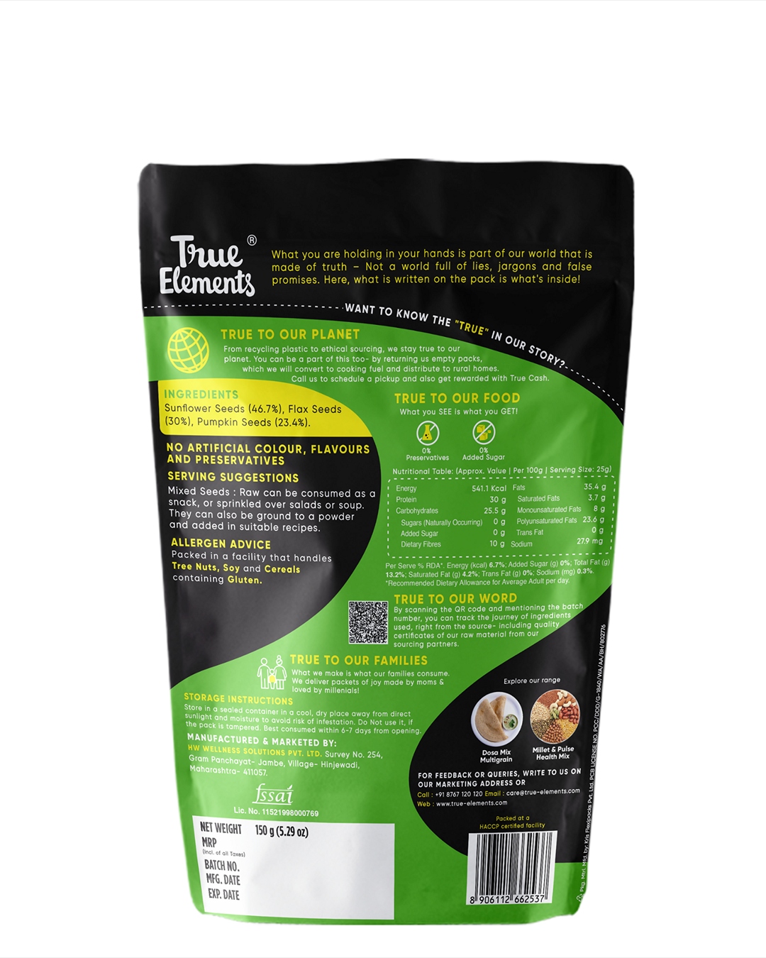 True Elements Raw Sunflower Pumpkin & Flax Seeds Image