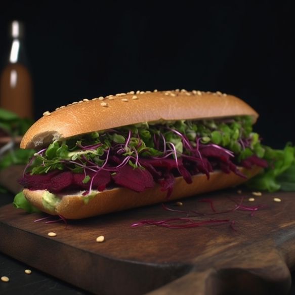 Roasted Beetroot and Sprout Subway Sandwich