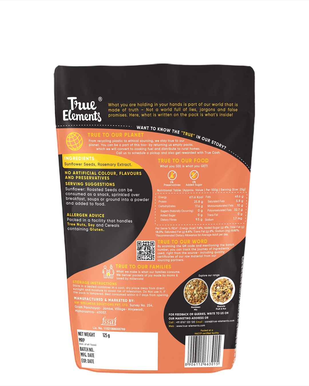 True Elements True Elements Roasted Sunflower Seeds