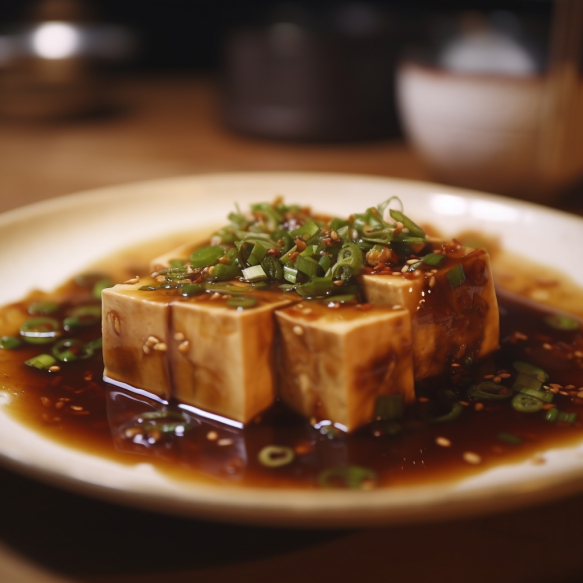 Steamed Tofu With Spring Onions & Soy Glaze