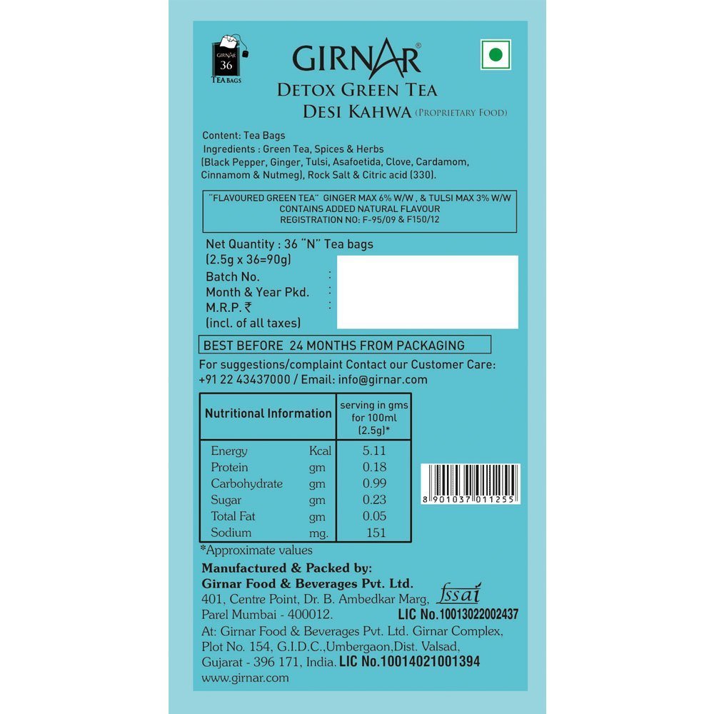 Girnar Detox Desi Kahwa Tea Bag Image