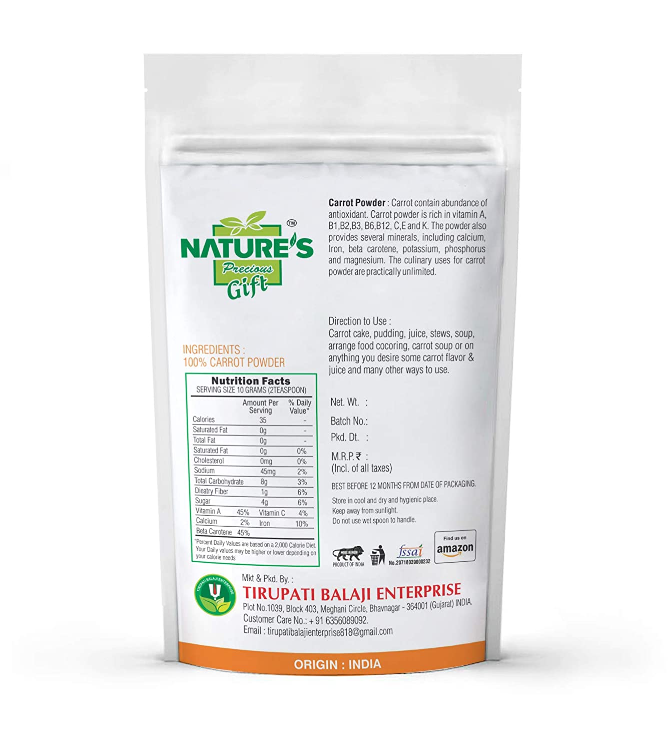 Nature's Gift Carrot Powder Image