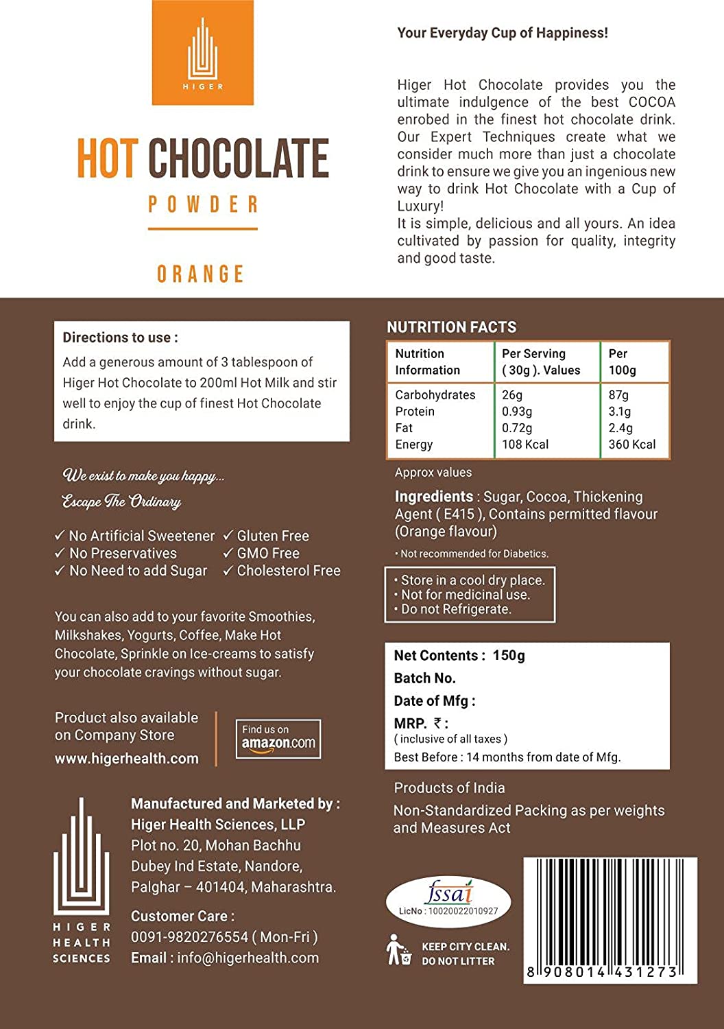 Higer Hot Chocolate Orange Image