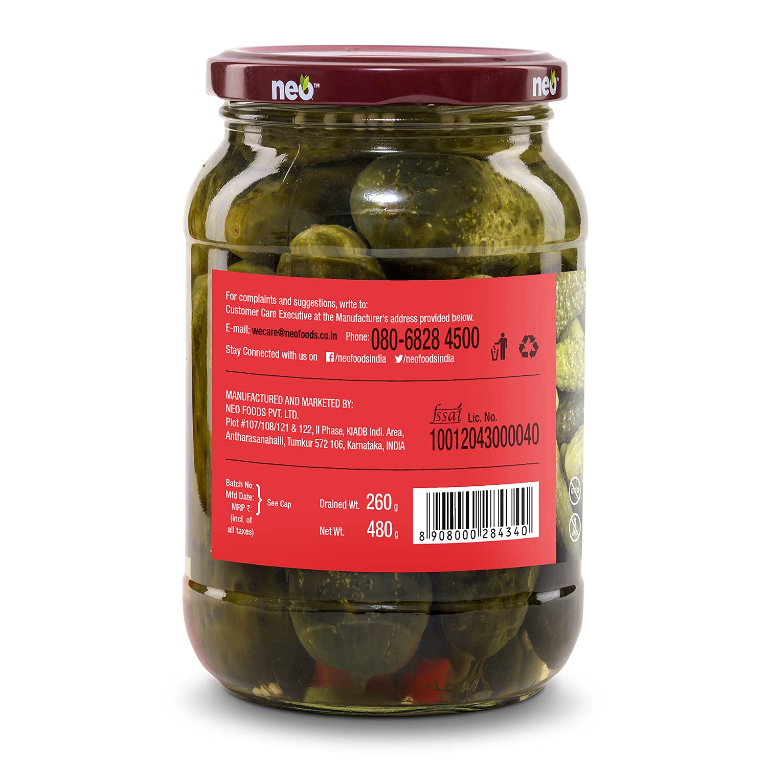 Neo Foods Whole Gherkins Image