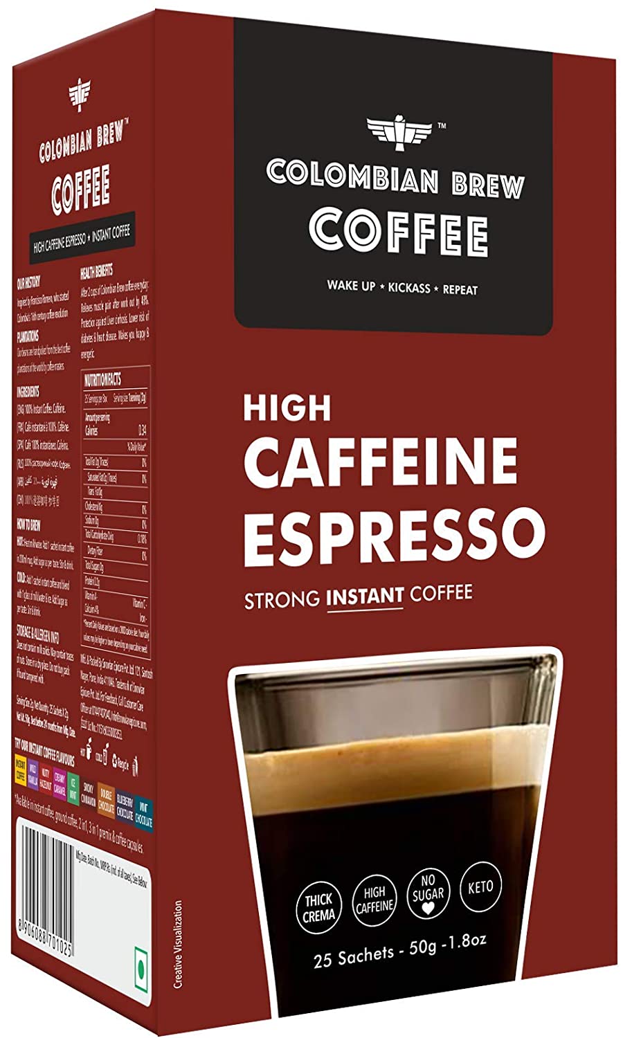 Colombia Brew High Caffeine Espresso Instant Coffee Powder Image