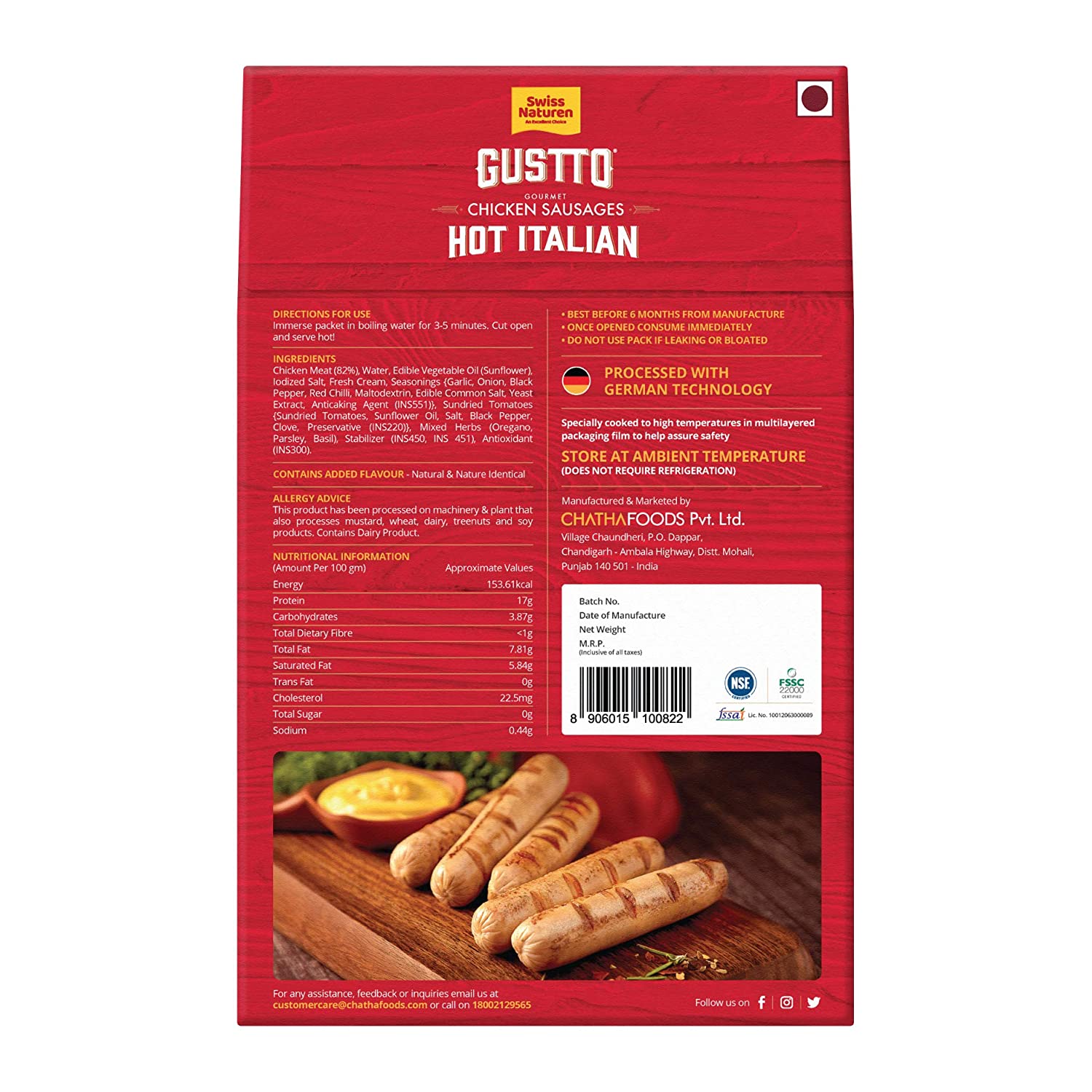 Swiss Naturen Chicken Sausages Hot Italian Image