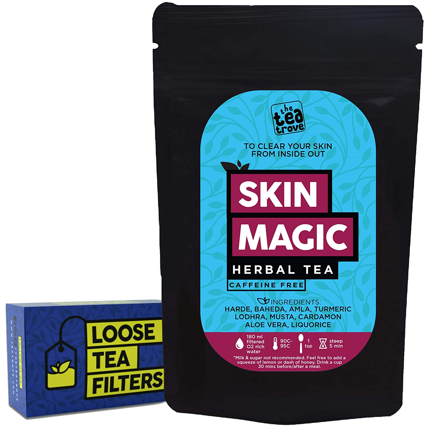 The Tea Trove Skin Magic Herbal Tea With Loose Tea Filter Image