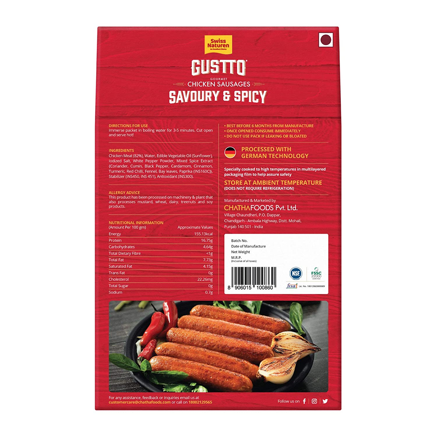 Swiss Naturen Chicken Sausages Savoury And Spicy Image