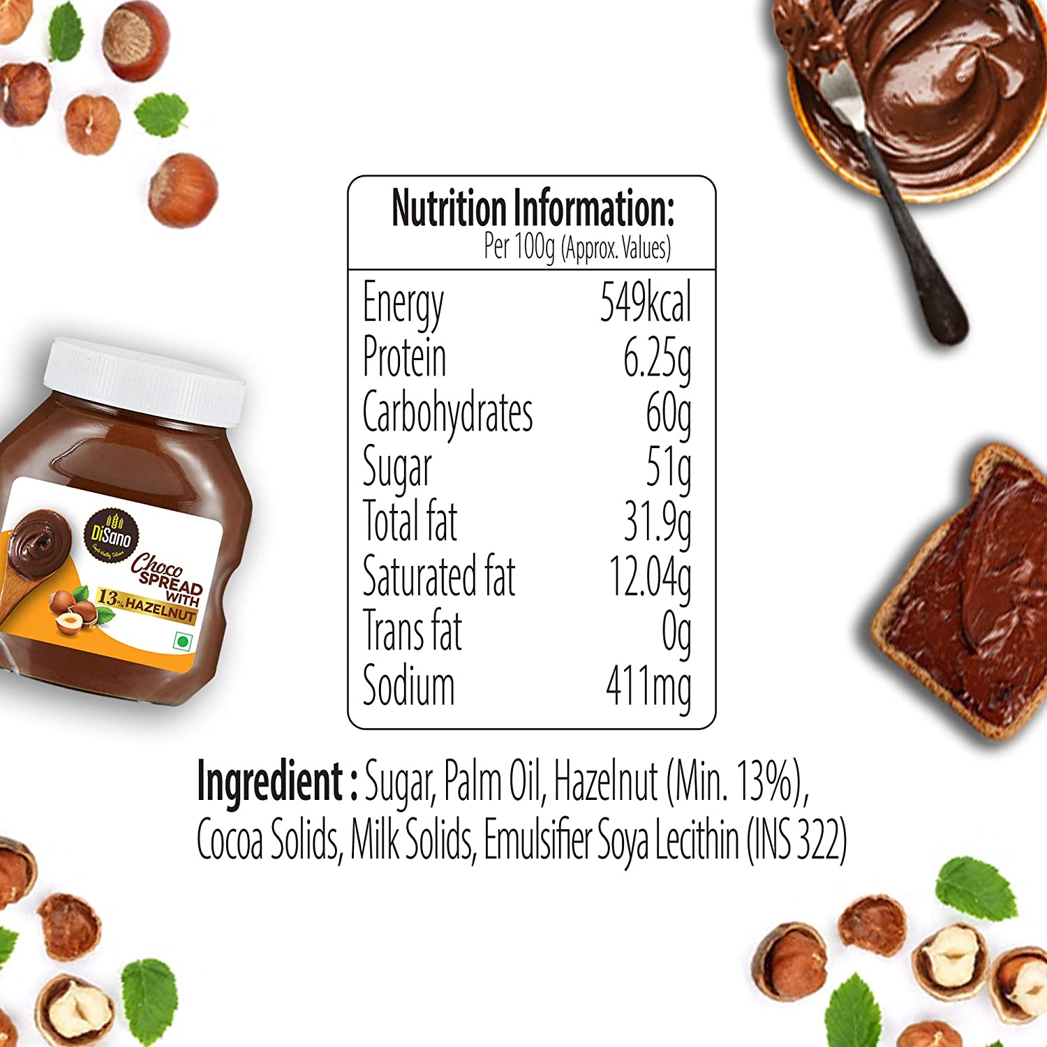 DiSano Choco Hazelnut Spread with 13% Hazelnut Image