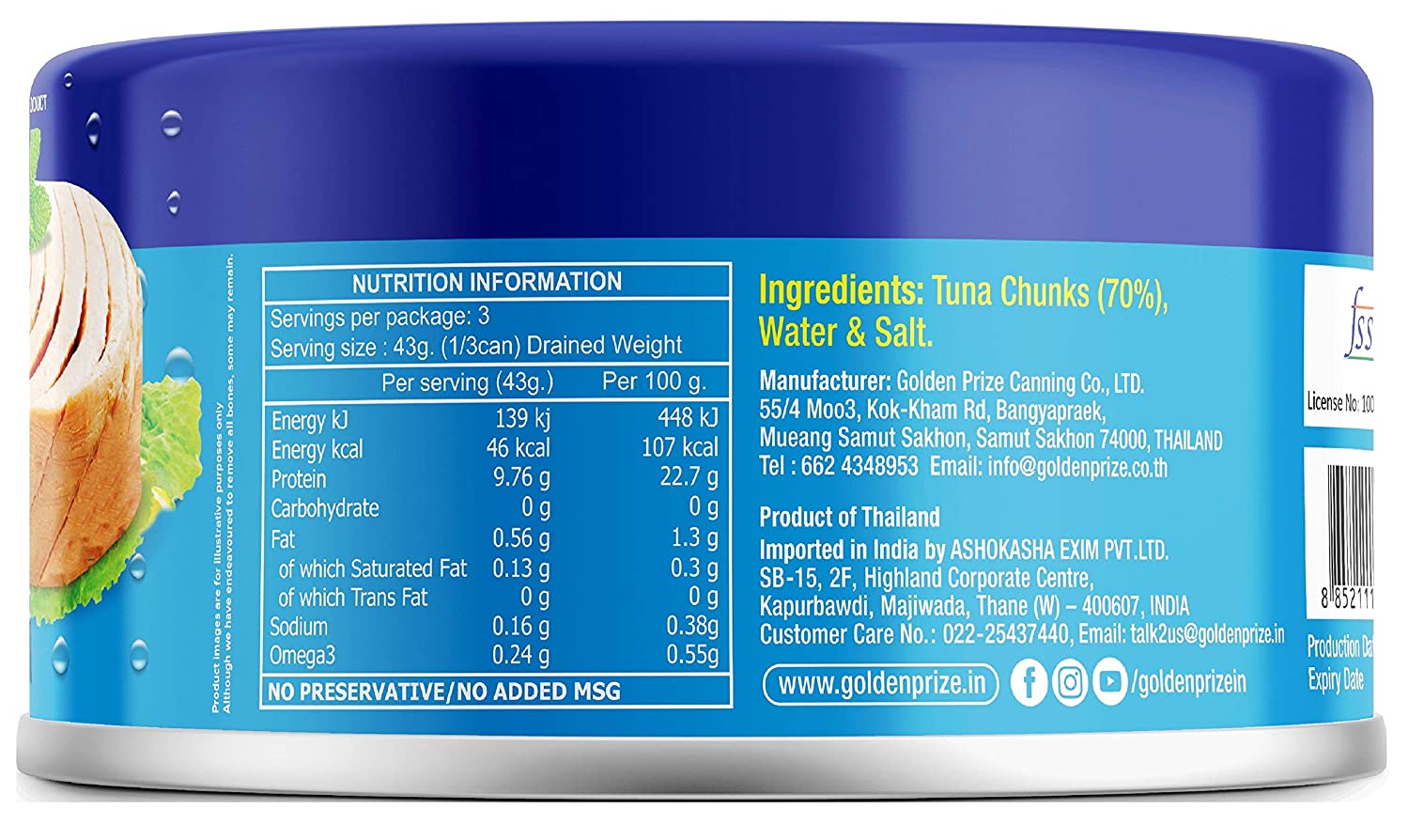 Golden Prize Canned Tuna Chunks in Spring Water Image