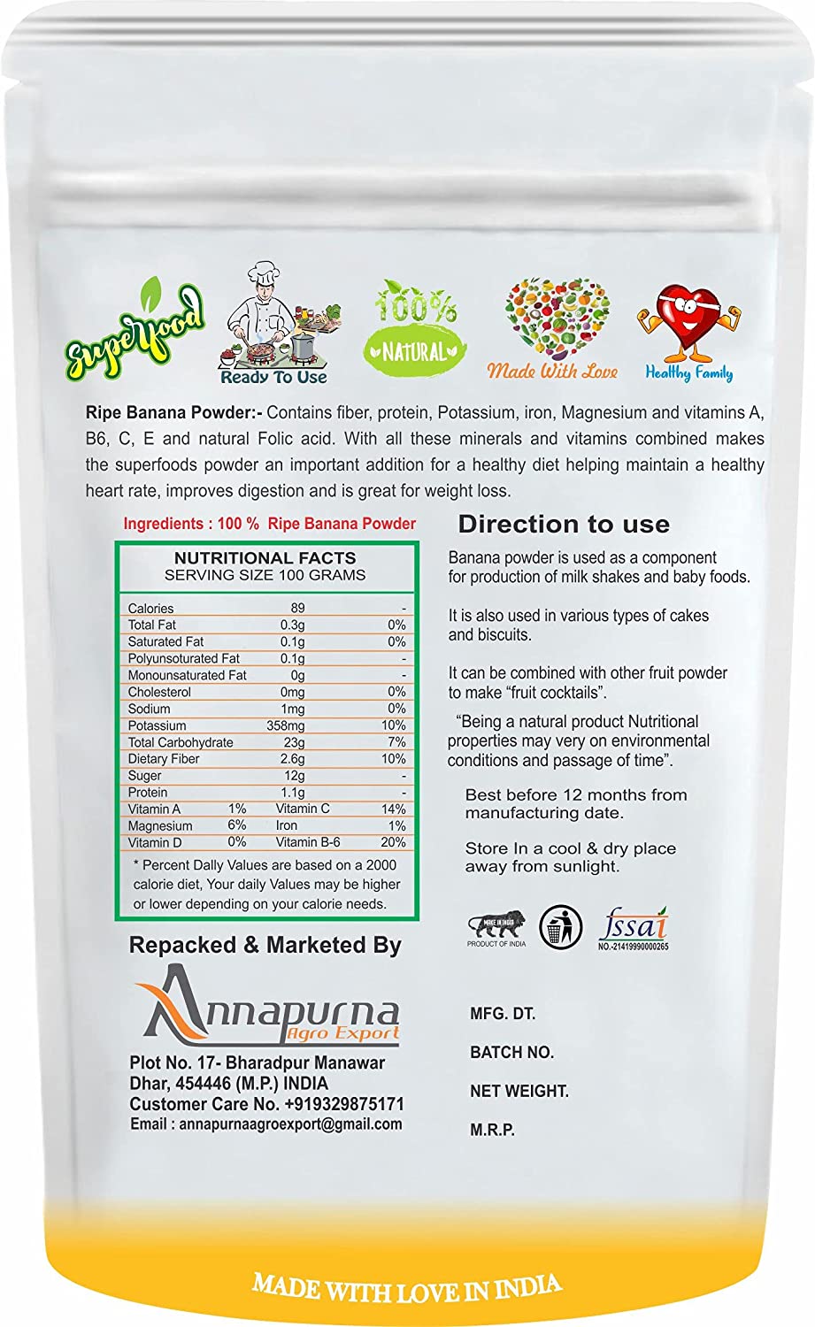 B Natural Ripe Banana Juice Powder Image