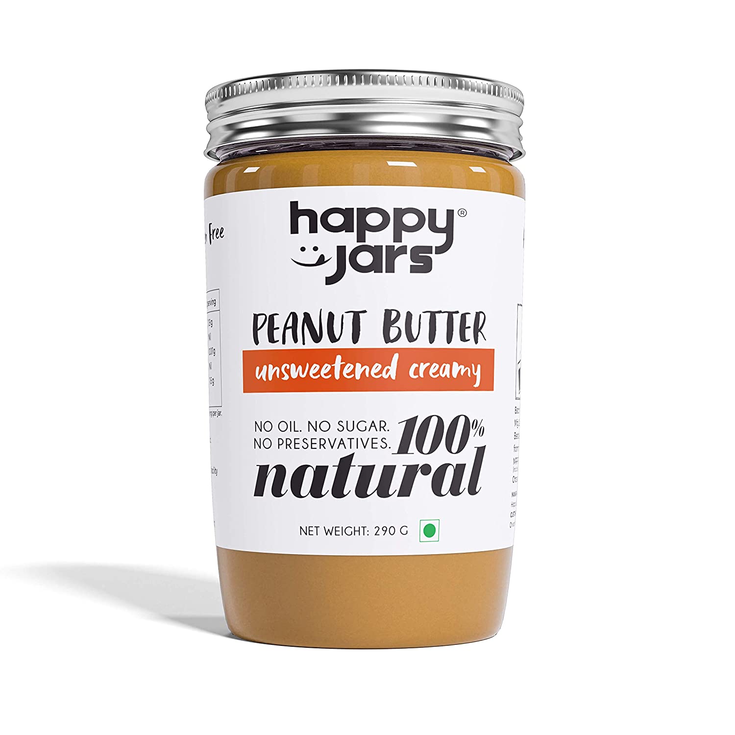 Happy Jars Unsweetened Peanut Butter Creamy Image