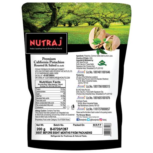 Nutraj Premium California Pistachios In Shell Roasted & Salted Image