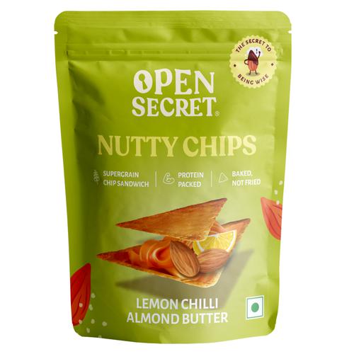 Open Secret Nutty Chips Lemon Chilli Almond Baked Supergrain Chips Image
