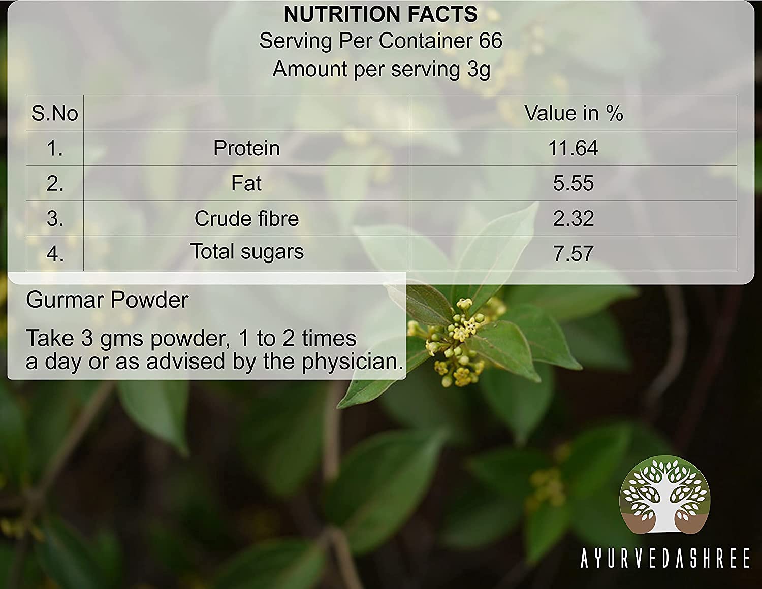 AYURVEDASHREE Gymnema Sylvestre Leaf Powder Image