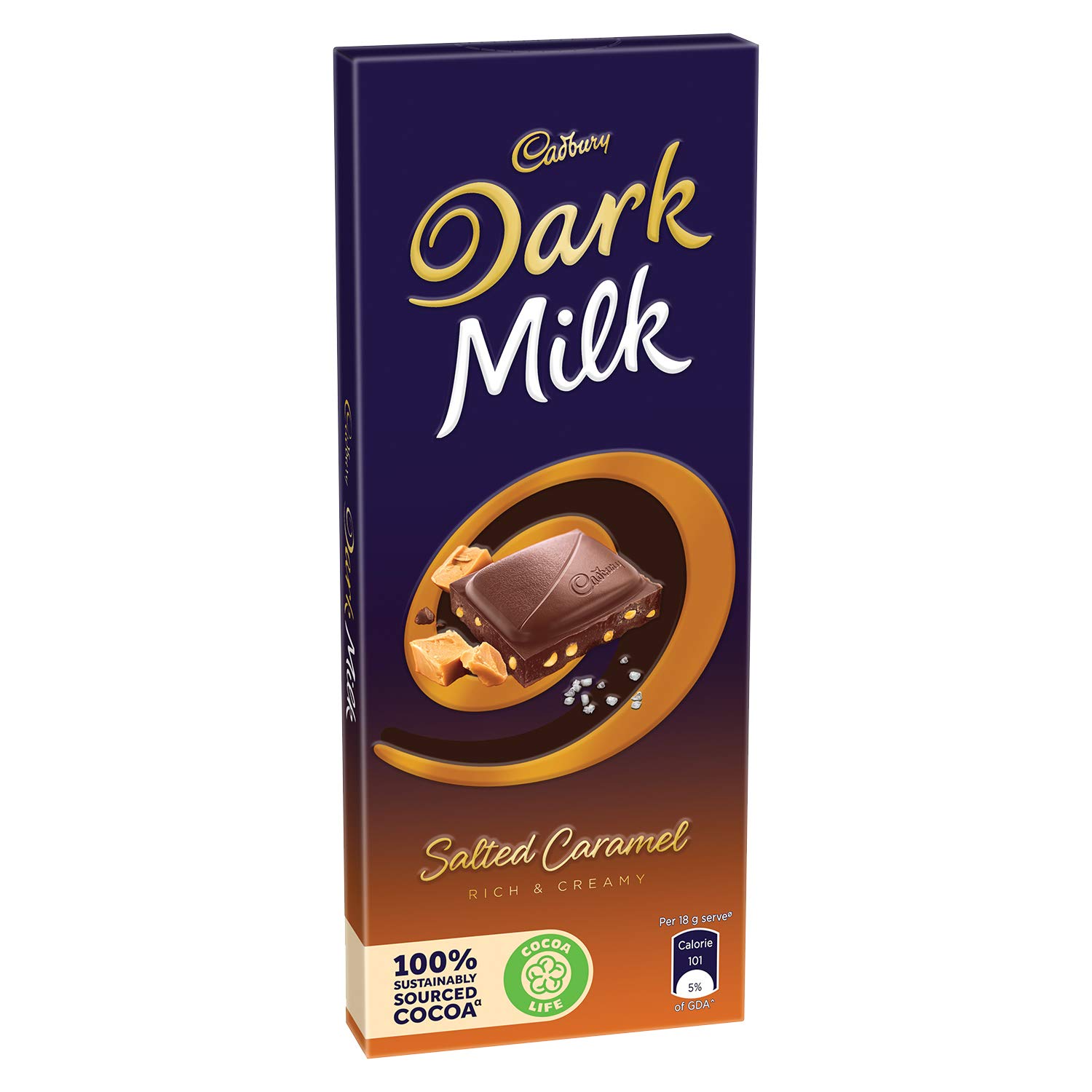 Cadbury Dark Milk Salted Caramel Chocolate Bar Image