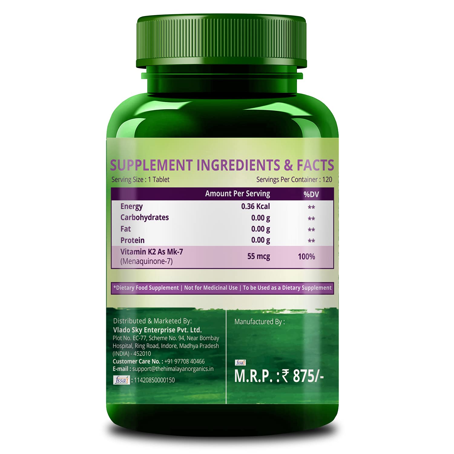 Himalayan Organics Vitamin K2 Tablets Image