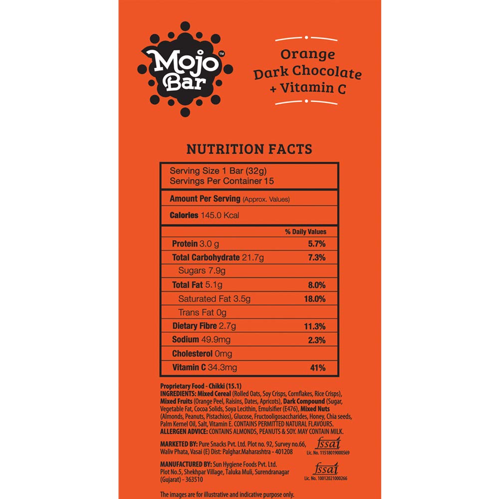 Mojo Bar Snack Bar Dark Chocolate Orange Vitamin C Image