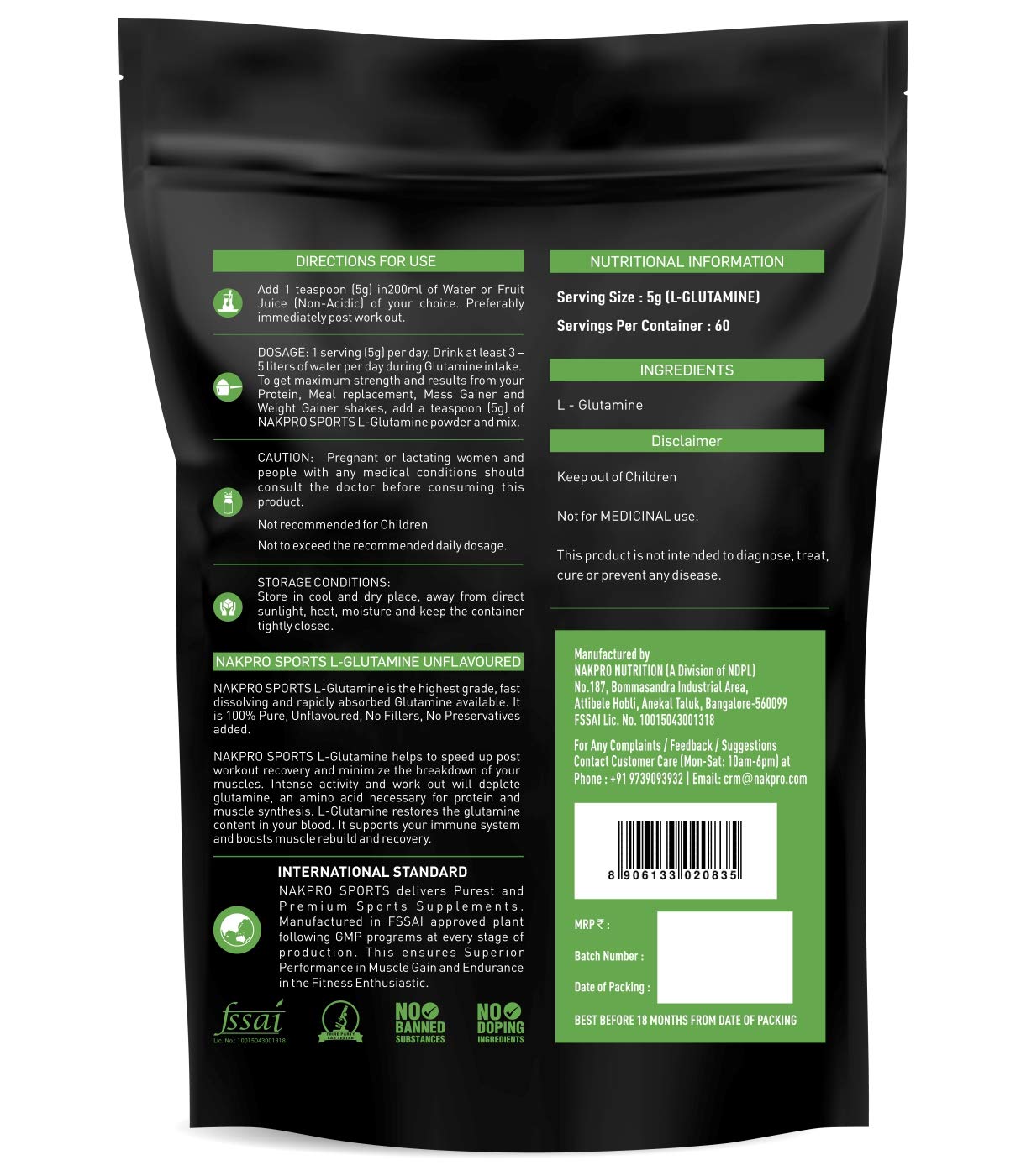 NAKPRO MICRONIZED L GLUTAMINE Image