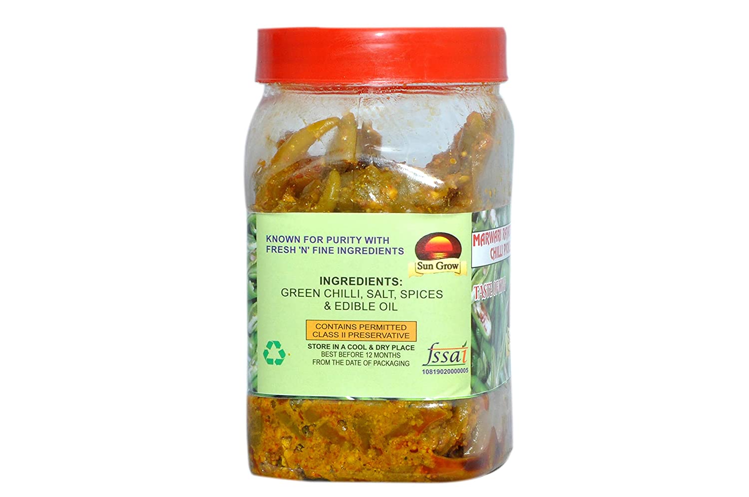 Sun Grow Food Mother Made Marwadi Rajasthani Green Chilli Pickle Image