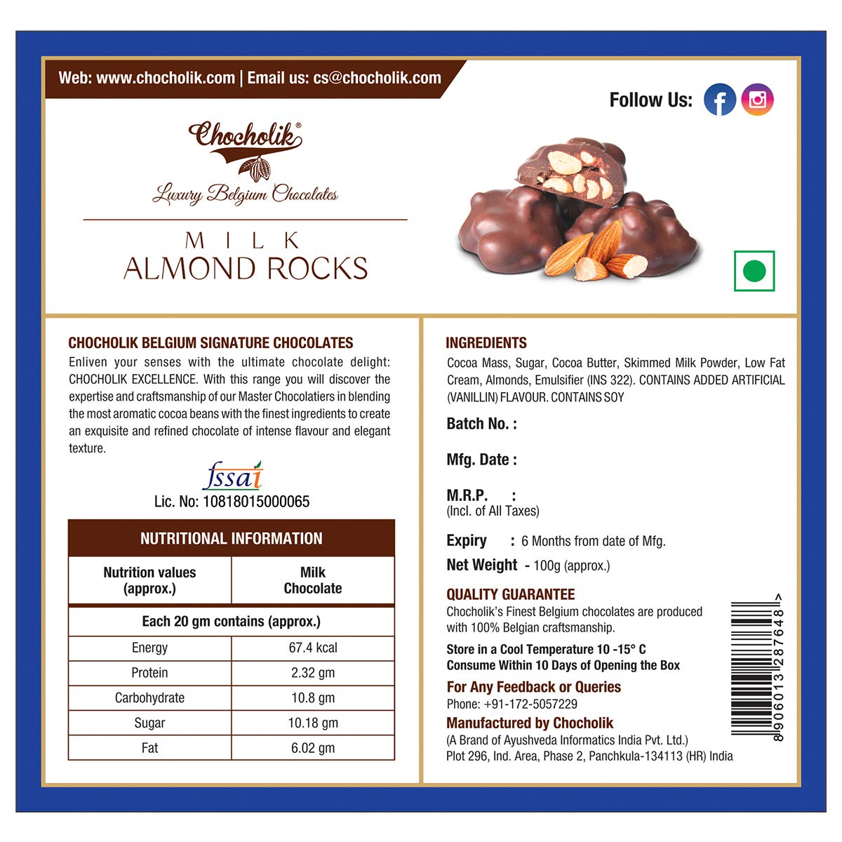 Chocholik Belgium Milk Almond Rocks Chocolate Gift Image