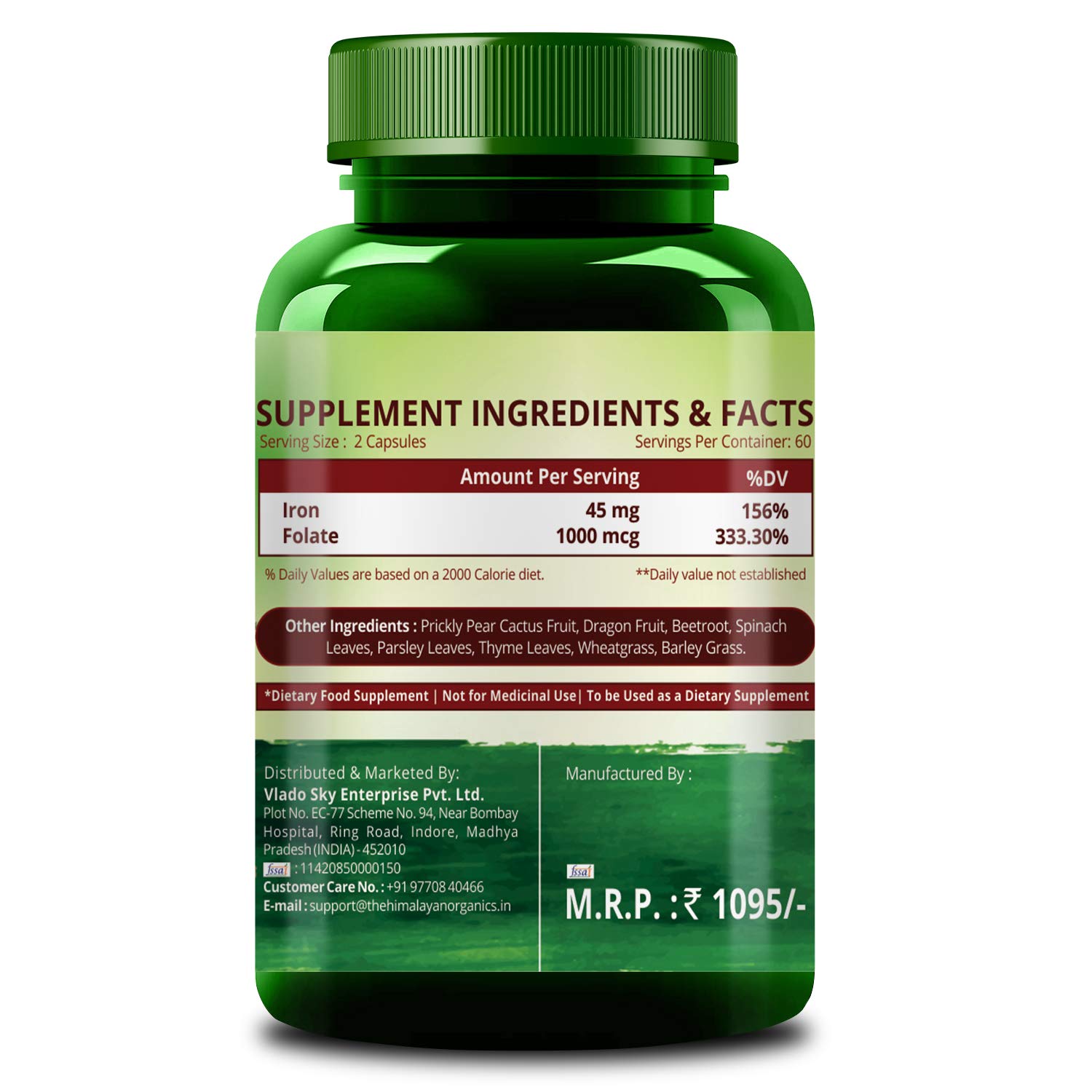 Himalayan Organics Plant Based Iron With Folate For Better Hemoglobin Image