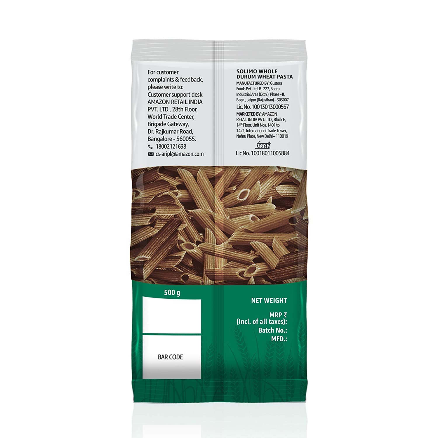 Amazon Solimo Whole Durum Wheat Penne Pasta Image