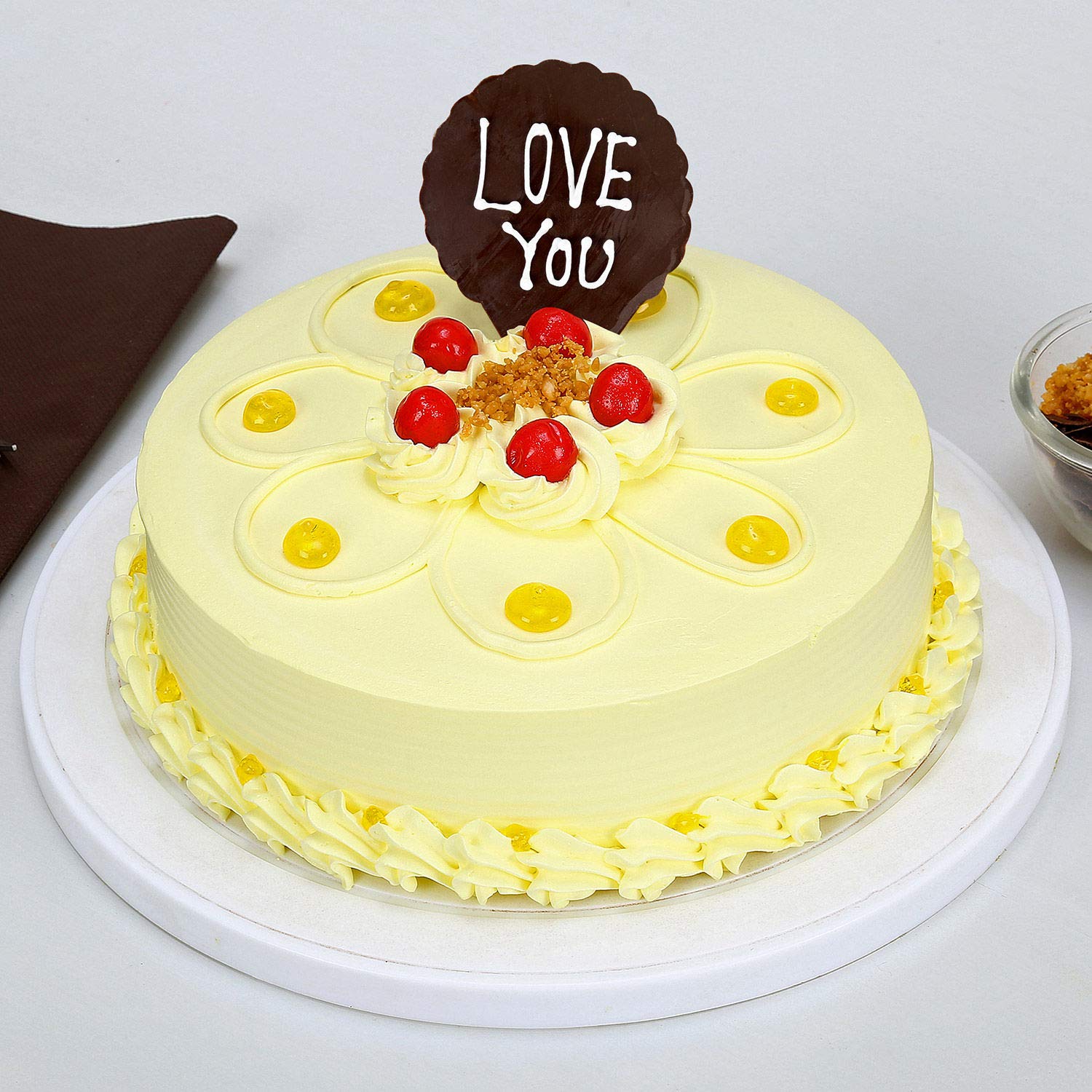 Ferns N Petals Love You Valentine Butterscotch Cake Image Ferns N Petals Love You Valentine Butterscotch Cake Image