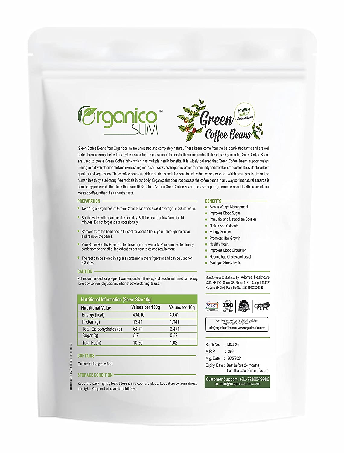 Organicoslim Green Coffee Beans Image