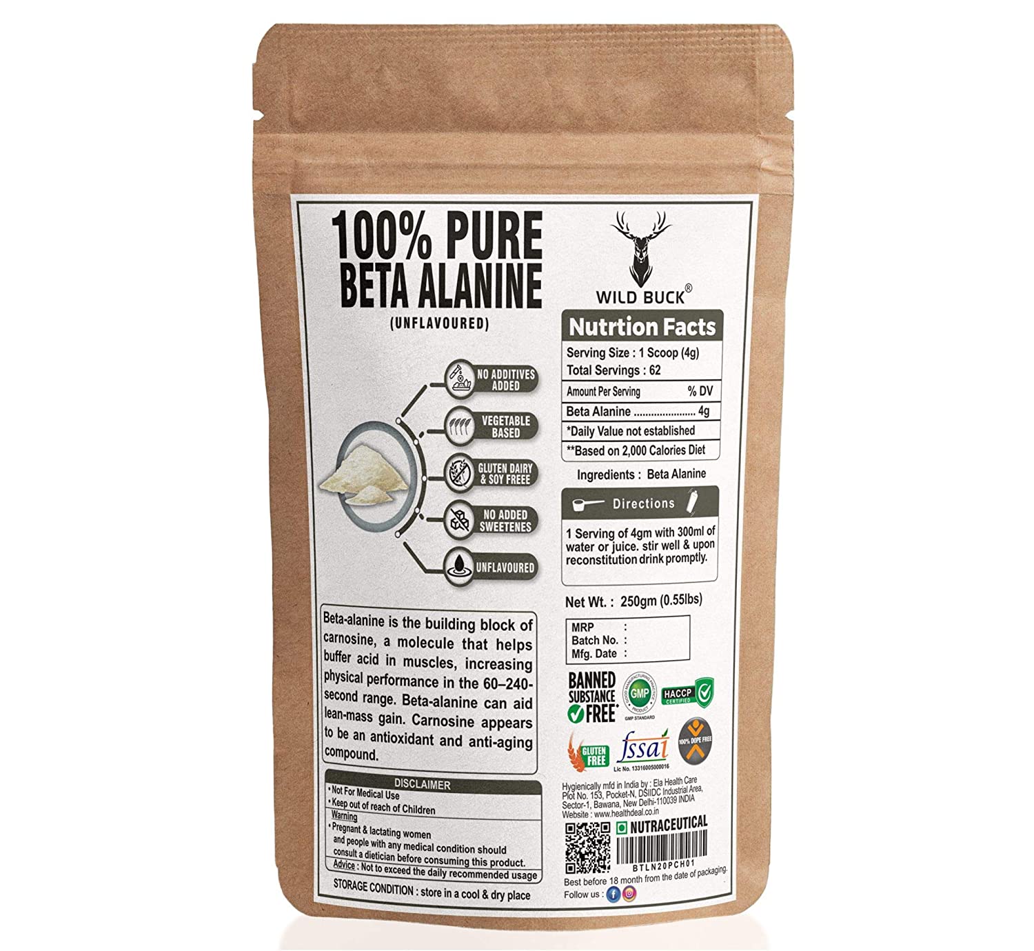 Wild Buck 100% Pure Beta Alanine Powder Image