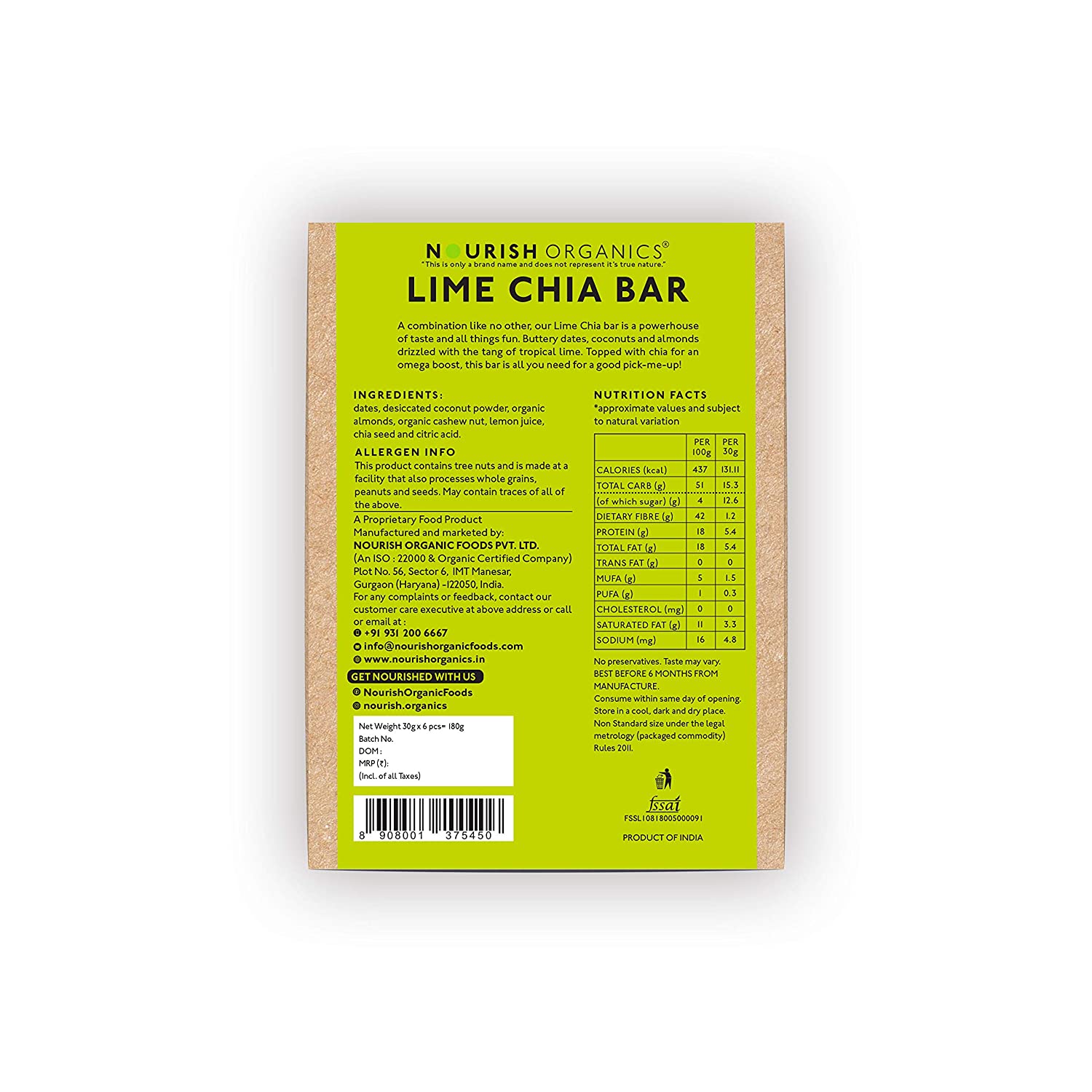 Nourish Organic Lime Chia Bar Image