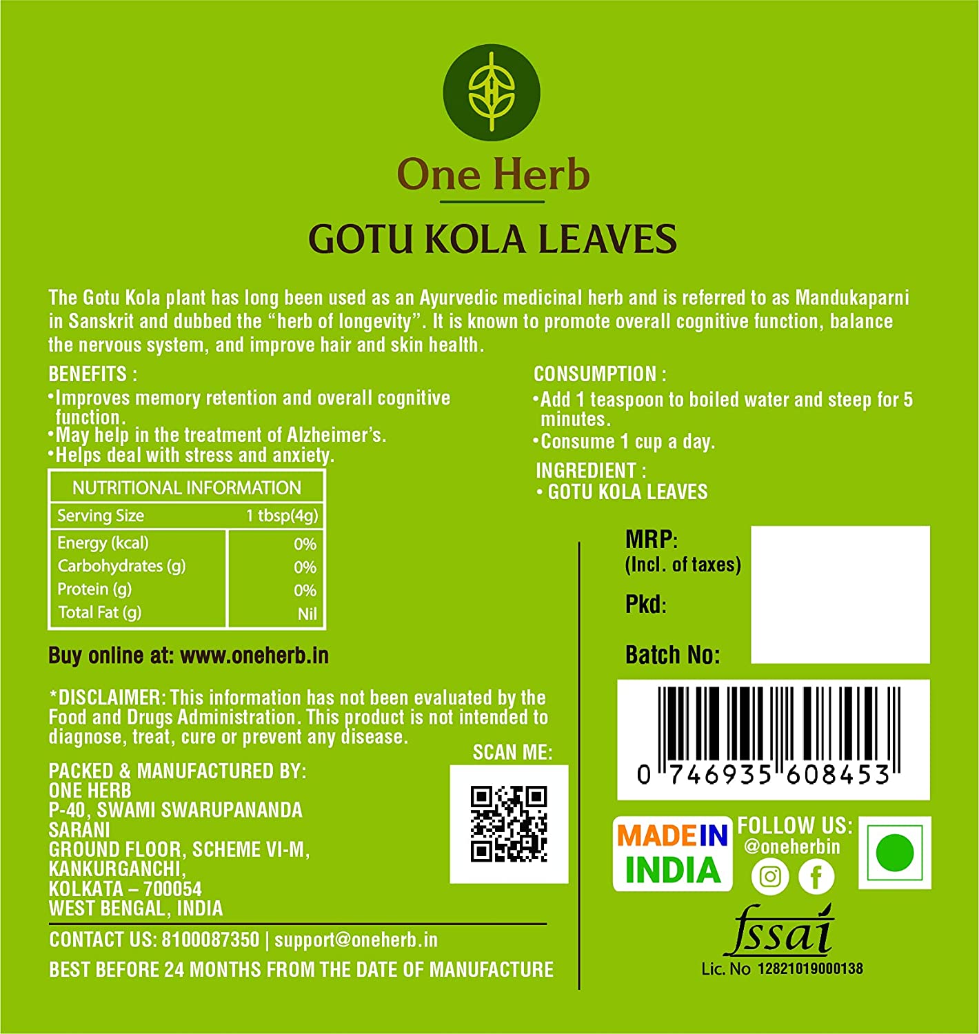 One Herb Gotu Kola Tea Image