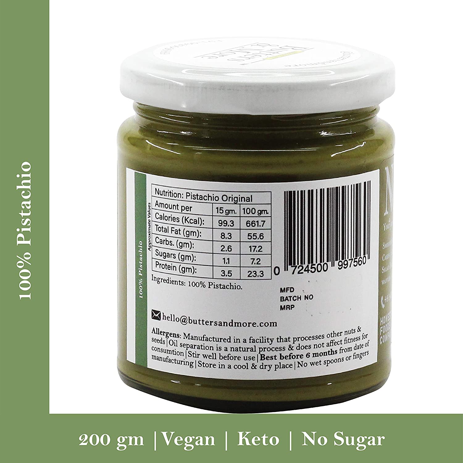 Butters & More Vegan Natural Pistachio Butter Image