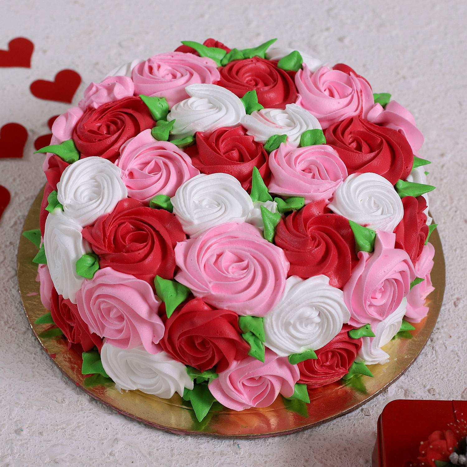 Ferns N Petals Full of Roses Designer Cake Image Ferns N Petals Full of Roses Designer Cake Image