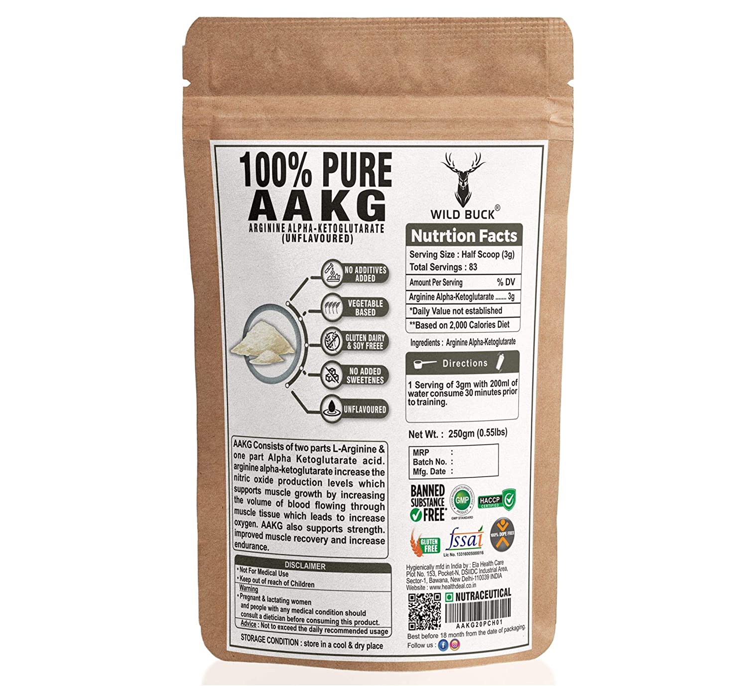 Wild Buck 100% Pure L Arginine Alpha Ketoglutarate Image