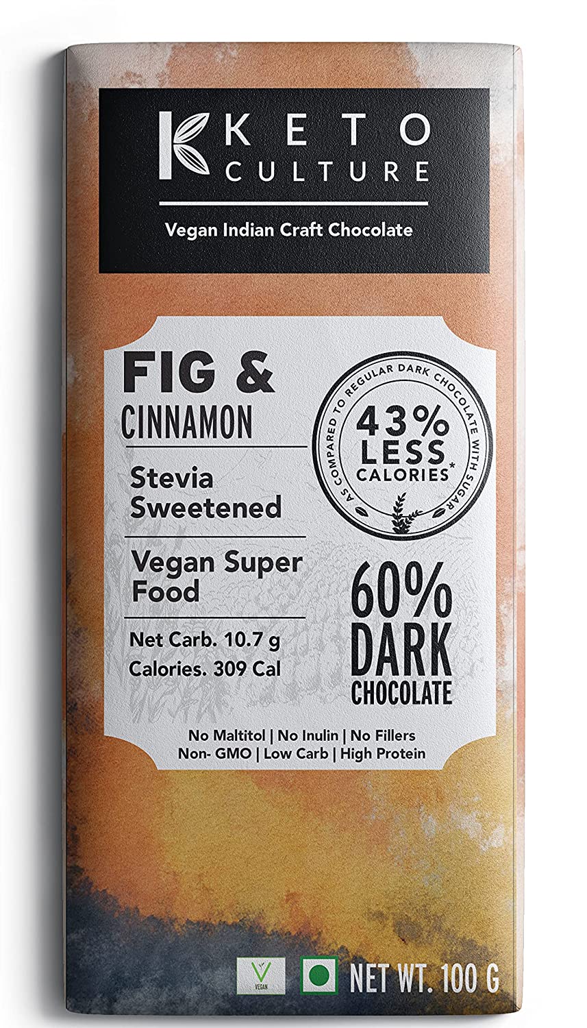 Keto Culture Fig and Cinnamon Vegan Dark Chocolate Image